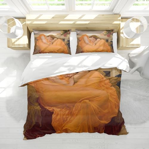 HOBBOY Orange 3pc Duvet Cover Set with Zipper Twin XL