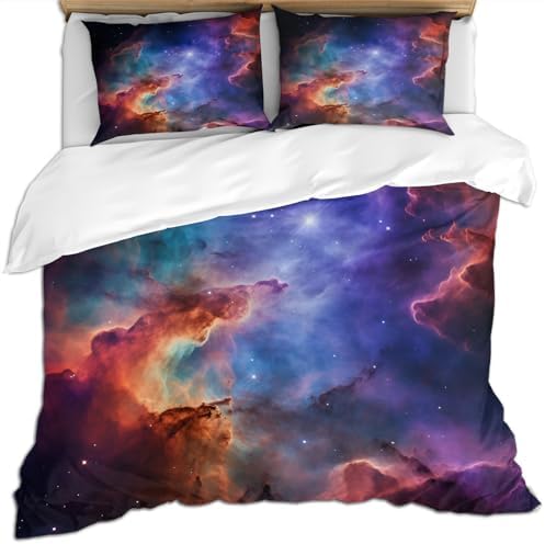 Space Galaxy Duvet Cover Set for Kids and Adults