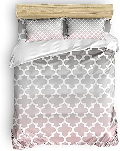 LooPoP 4PCS California King Duvet Cover Set with Retro Moroccan Design
