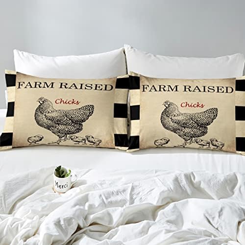 Feelyou Farmhouse Chicken Duvet Cover Set Queen Size