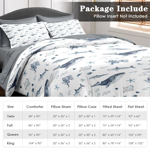 Pamnest Comforter Set Twin Size 5 Pcs Underwater Theme Bedding