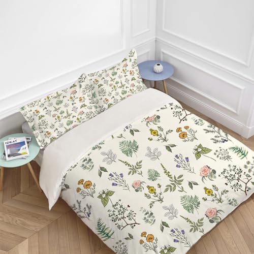 Fuzawet Floral Wildflower Comforter Set Sage Green Duvet Cover 3Pcs