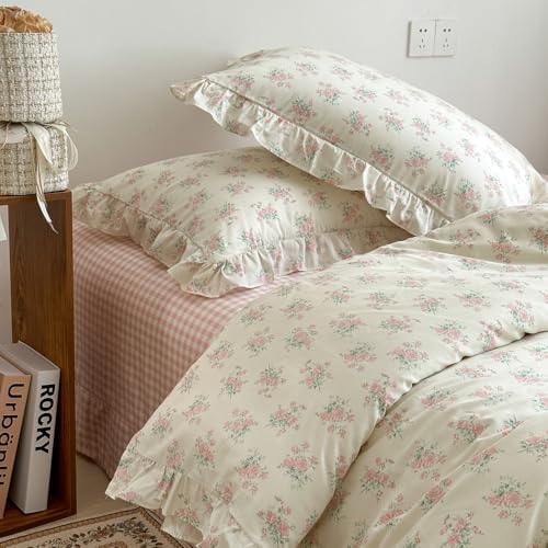 MKXI Floral Duvet Cover Set Queen Size 100 Cotton