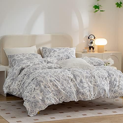 CottonLife King Size Duvet Cover Set with Flower Pattern