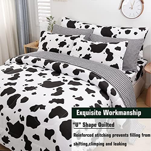 SUCSES Cow Print Twin Comforter Set 8 Pieces Bed in a Bag