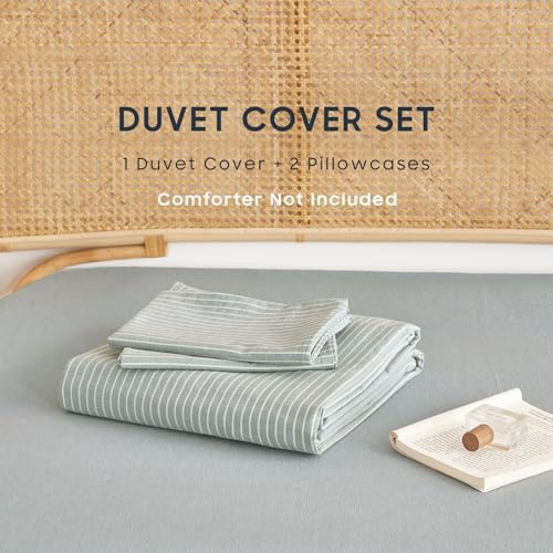Wake In Cloud Striped Cotton Duvet Cover Set Queen Size 1