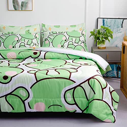 MUSOLEI 7 Piece Frog Comforter Set - Twin Size Kids Bedding