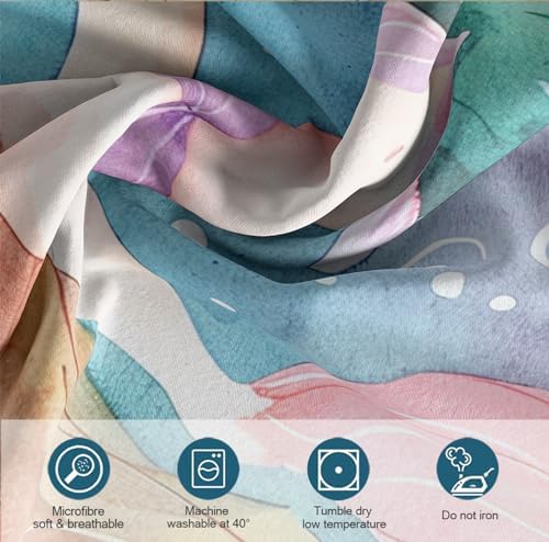 HOBBOY Cartoon Kids Duvet Cover Set with Little Mermaid Pattern