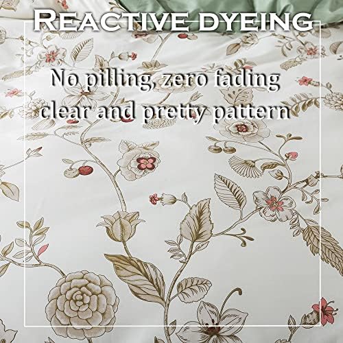 FADFAY Floral Duvet Cover Set 3PCS Shabby Chic
