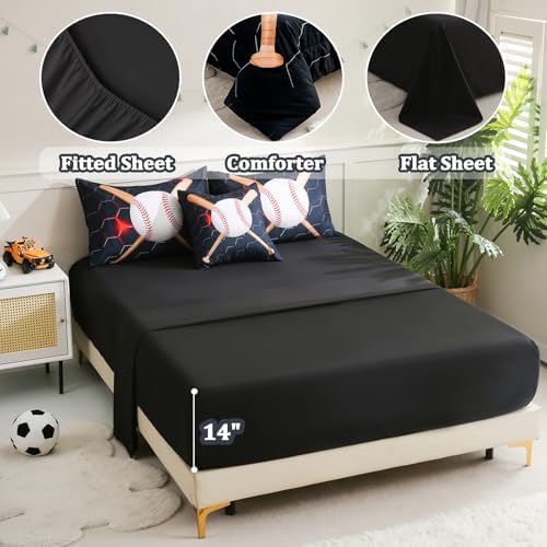 6pcs Baseball Twin Bedding Set for Boys