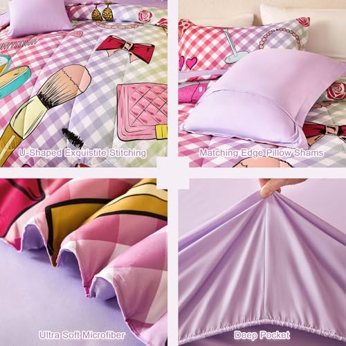 Anibedding Girls Comforter Set 6-Piece Bed in a Bag