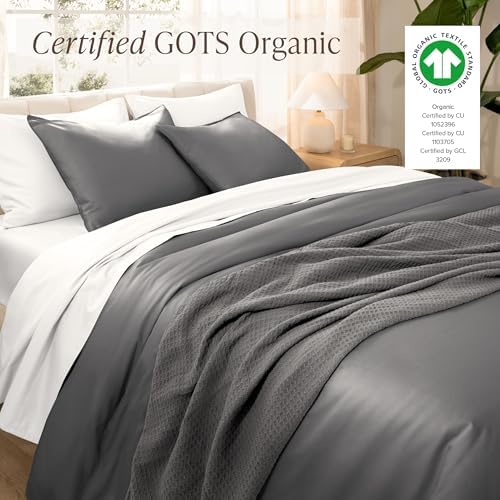Bare Home 100 Organic Cotton Sateen Duvet Cover Set - TwinTwin XL Grey