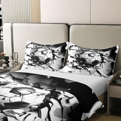Feelyou Football Duvet Cover Set Soccer Print Twin Size