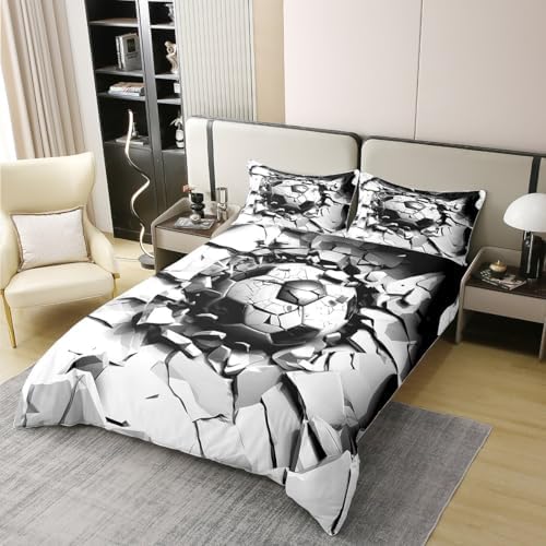Feelyou Football Duvet Cover Set Soccer Print Twin Size