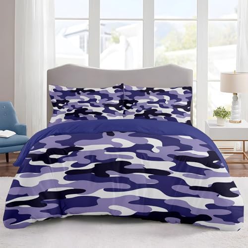 EXXBYELI Full Camo Duvet Cover Set 3 Piece