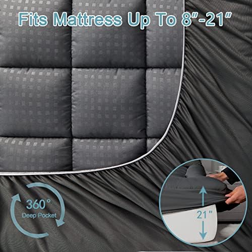 HYLEORY Cooling Queen Mattress Pad with Deep Pocket