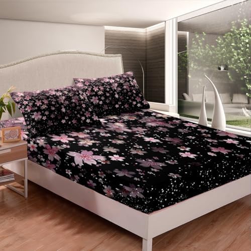 Feelyou Cherry Blossoms Fitted Sheet Set Twin Size Kids