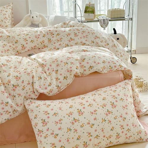 Pink Floral Duvet Cover Set Queen Size