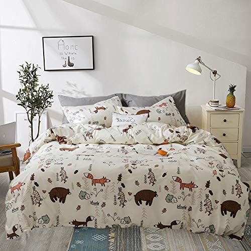 Houseri Bear Duvet Cover Set Twin Cute Forest Animal Bedding