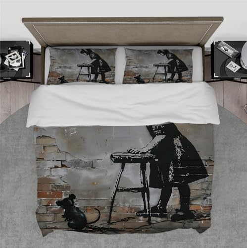 MUKULING Retro Cutie Duvet Cover Set 3 Pieces Twin XL