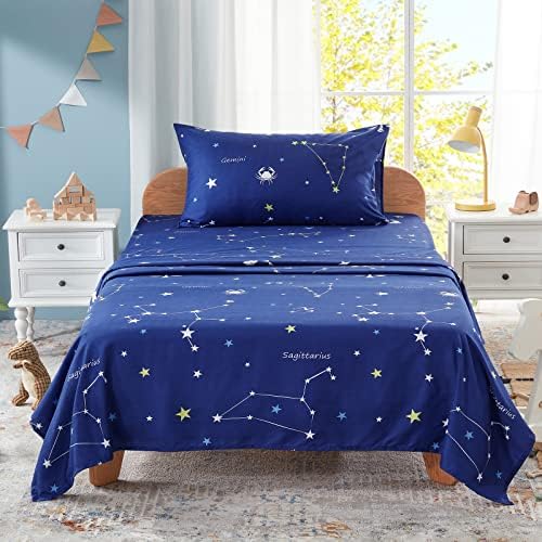 Homiest 4pcs Constellation Microfiber Sheet Set Navy Blue 1