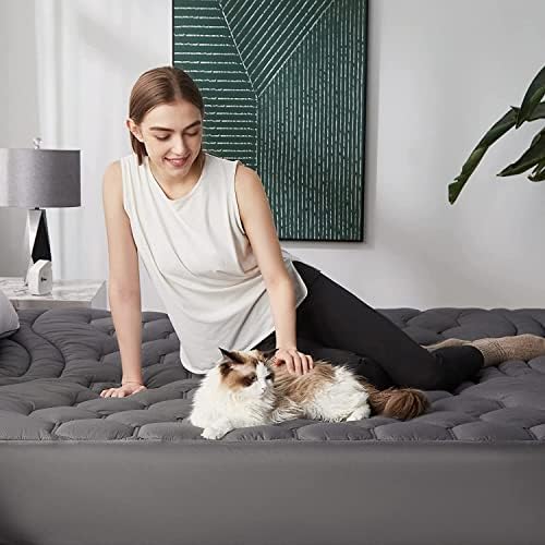 Bedsure Grey Twin Mattress Pad Cover - Quilted 39x75 Inches