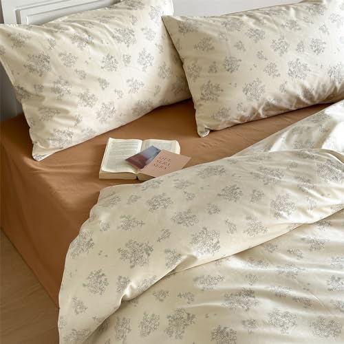 White Floral Twin Duvet Cover Set with Pillow Cases 1