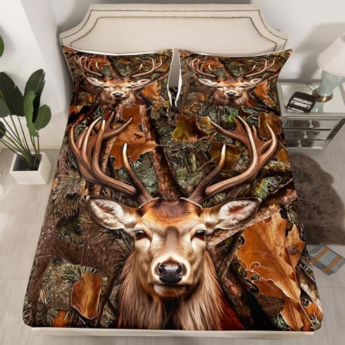 Camo Deer Kids Full Size Sheet Set 4PCS