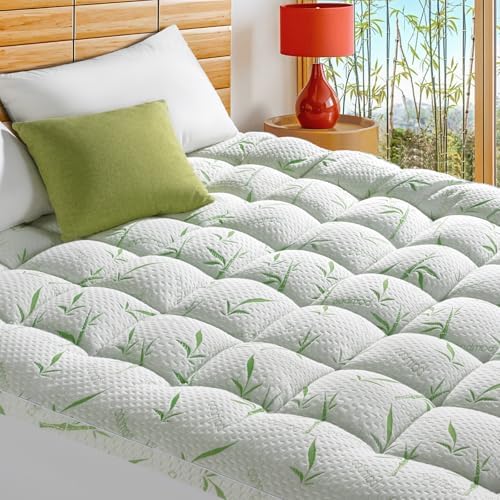 LIANLAM King Mattress Topper with 2In Thick Bamboo Viscose Pillow