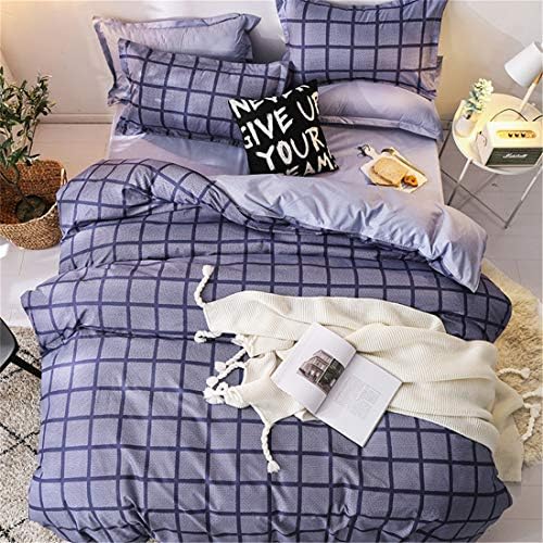 Homebed Grid Plaid Duvet Cover Set Queen