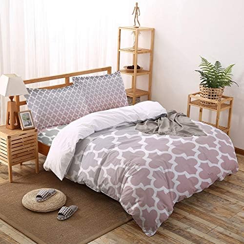 LooPoP 4PCS California King Duvet Cover Set with Retro Moroccan Design