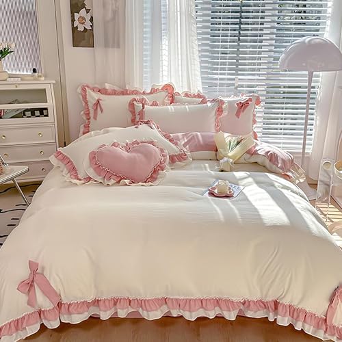 nstvifu Girls Romantic Bow Duvet Cover Set