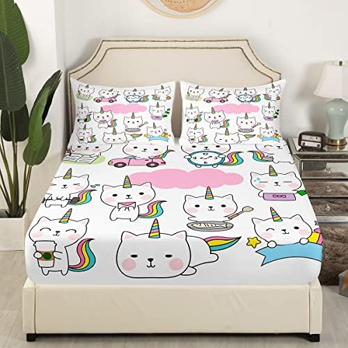 Feelyou 3Pcs Unicorn Cat Bed Sheet Set