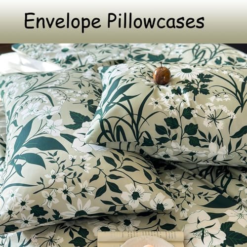 Helthep Green Floral Twin XL Duvet Cover Set 1