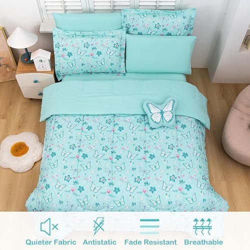 Mooreeke Butterfly Mint Green Kids Bed in a Bag Set