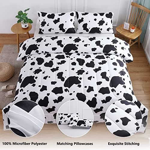 PERFEMET Cow Print Comforter Set Full Size 3-Piece