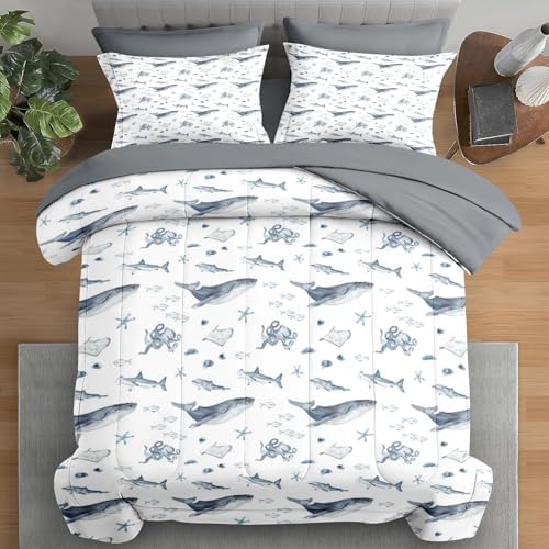 Pamnest Comforter Set Twin Size 5 Pcs Underwater Theme Bedding