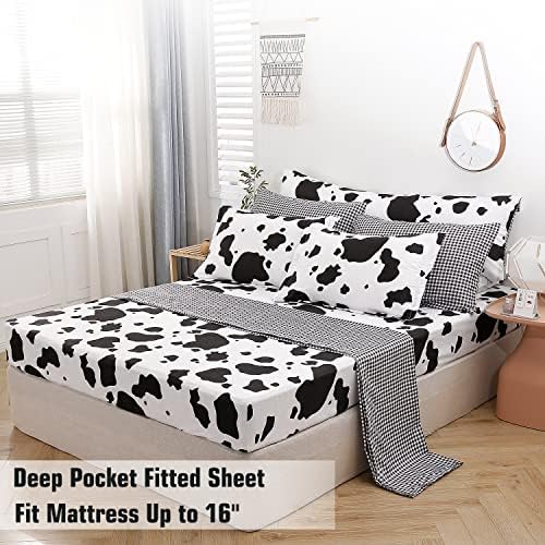 SUCSES Cow Print Twin Comforter Set 8 Pieces Bed in a Bag