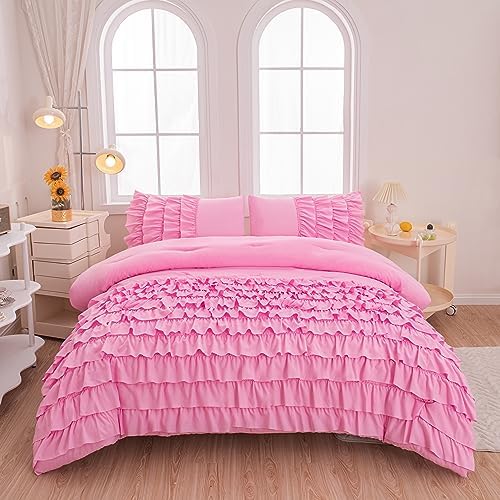 Pink Comforter Set Twin 5 Pcs Girls Bed in a Bag