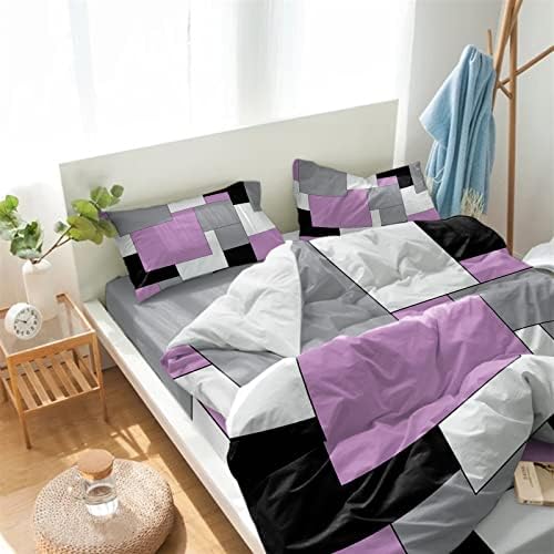 LooPoP 4PCS California King Duvet Cover Set Mid Century Pink Abstract Geometric