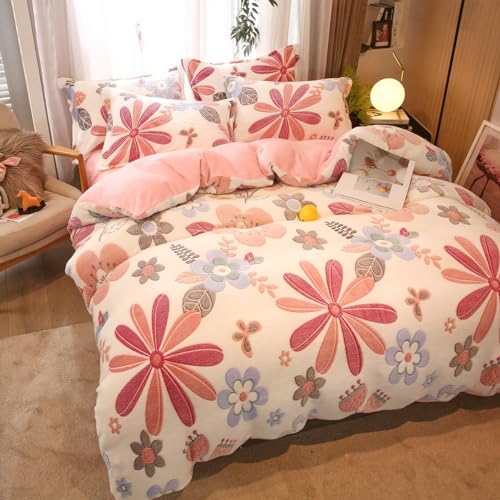 MorroMorn Pink Floral Duvet Cover Set for Girls