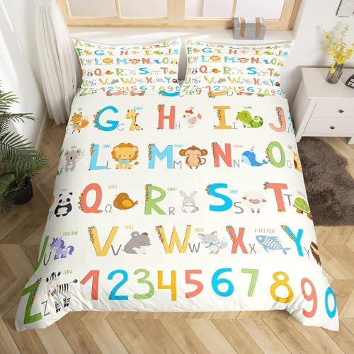 Feelyou English Alphabet Duvet Cover Set Cute Animals