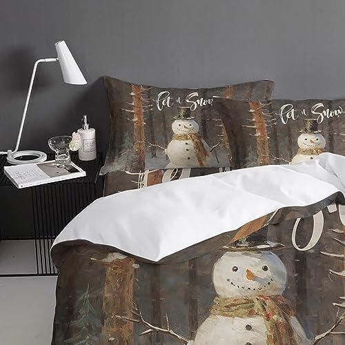 LooPoP Christmas Comforter Set California King 4PCS Snowman Bedding