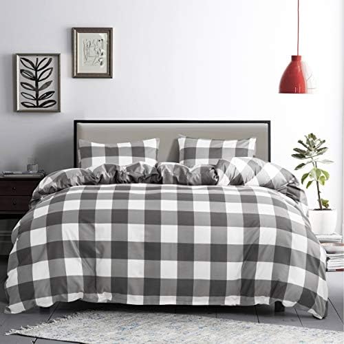 GETIANN Plaid Duvet Cover Set Queen 90x90 1
