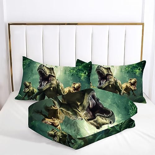 VTKON Kids King Dinosaur Comforter Set 3 Pieces