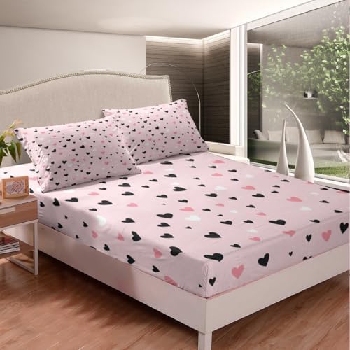 Feelyou Heart Bed Sheet Set for Kids - Pink Full Size