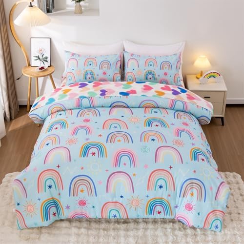Holawakaka Boho Rainbow Comforter Set with Sheets - Twin Size