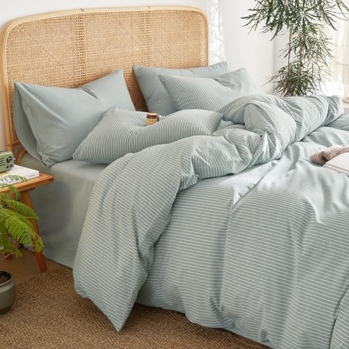 Wake In Cloud Striped Cotton Duvet Cover Set Queen Size 1