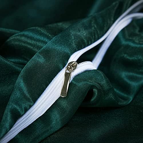 Satin Duvet Cover Set 3 Pieces Dark Green Luxury