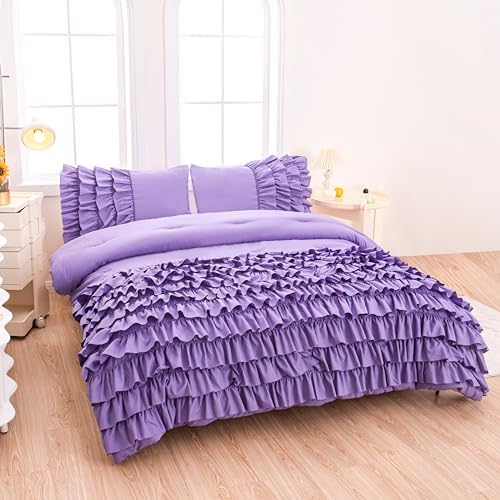 MWMWMW 5 Pcs Purple Comforter Set for Girls Twin